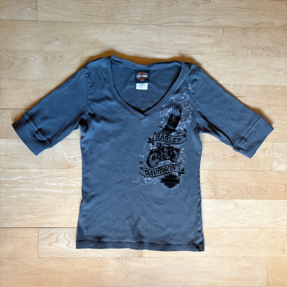 Women’s charcoal Harley-Davidson half sleeve t-shirt